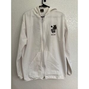 Belize Central America‎ Embroidered Full Zip Hooded Jacket White L